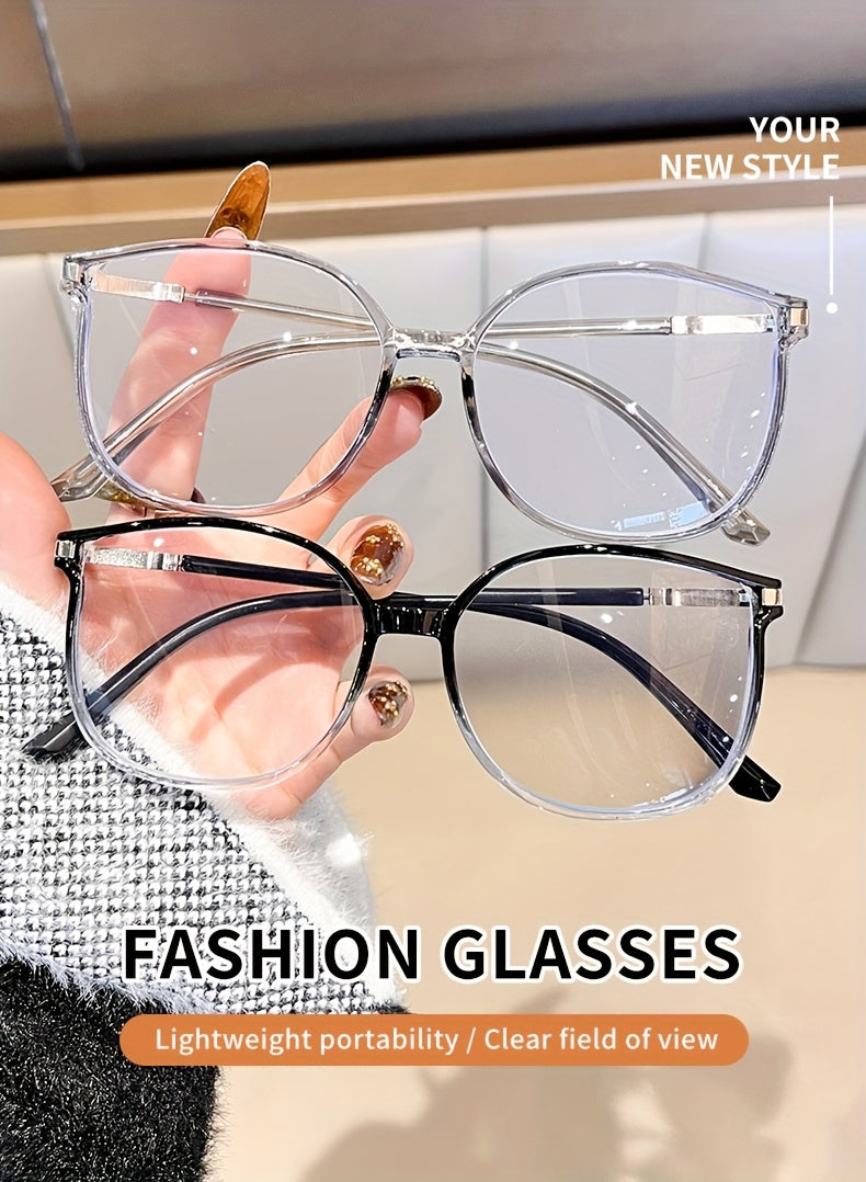 VIOLA MAG Women's  Light Blocking Reading Glasses - TR90 Cat-Eye Design with Golden Chain Accents, Full-Rim Oval Frame for Computer & Book Reading, Prescriptions (1. 0X-4. 0X) - Ideal Gift for Seniors & Tech Users, Vision Magnification | Elegant