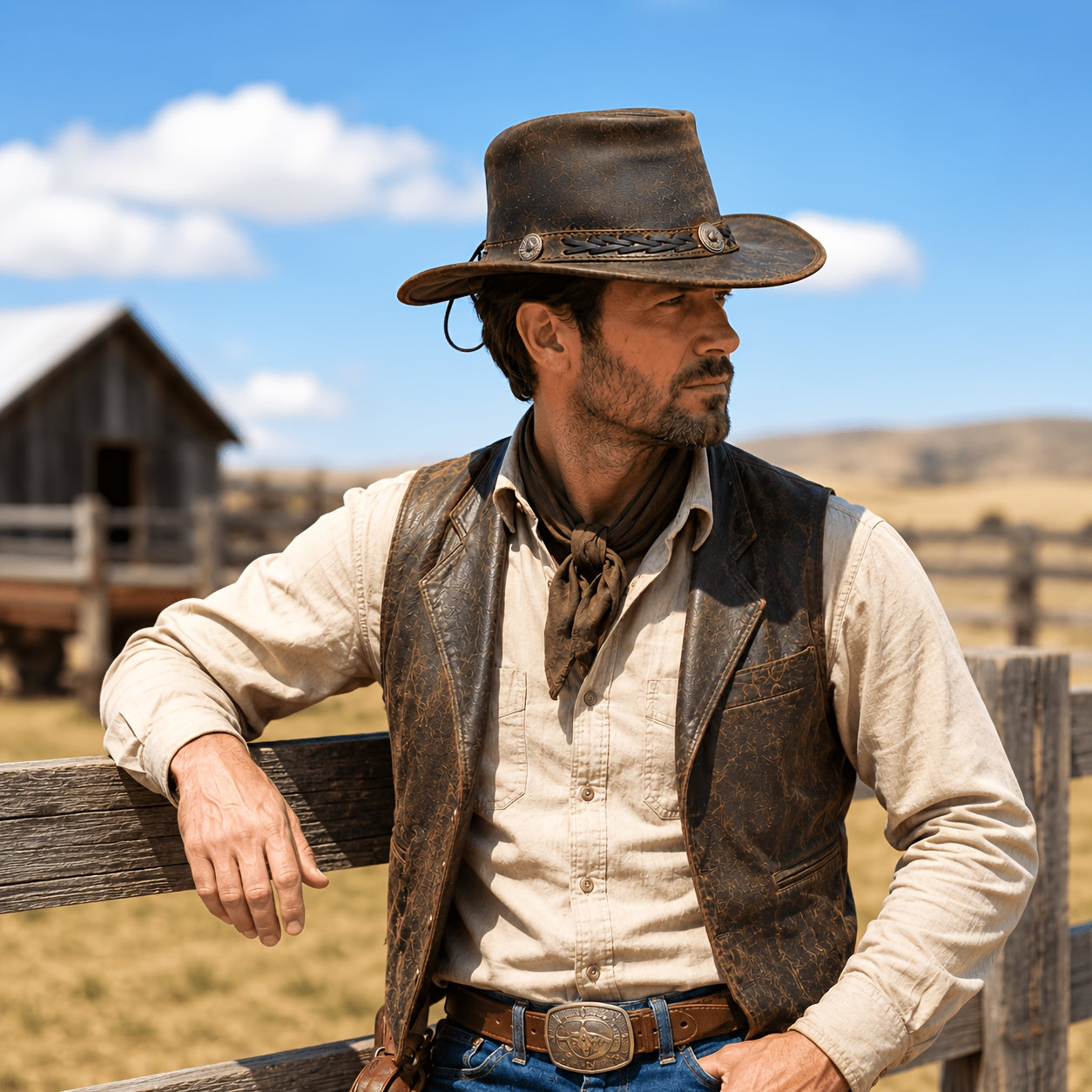 Genuine Leather Cowboy Hat for Men And Women, Designed for The Australian Outback with a Moldable Wide Brim in Aussie Style