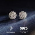1 Pair 925 Sterling Silver Moissanite Round Full-Plate Earrings, 0.43ct, Minimalist Versatile Ear Studs with, Elegant Daily Wear& Gift Occasion Jewelry, Christmas Gift Jewelry, Luxurious Appearance, Durable Moissanite