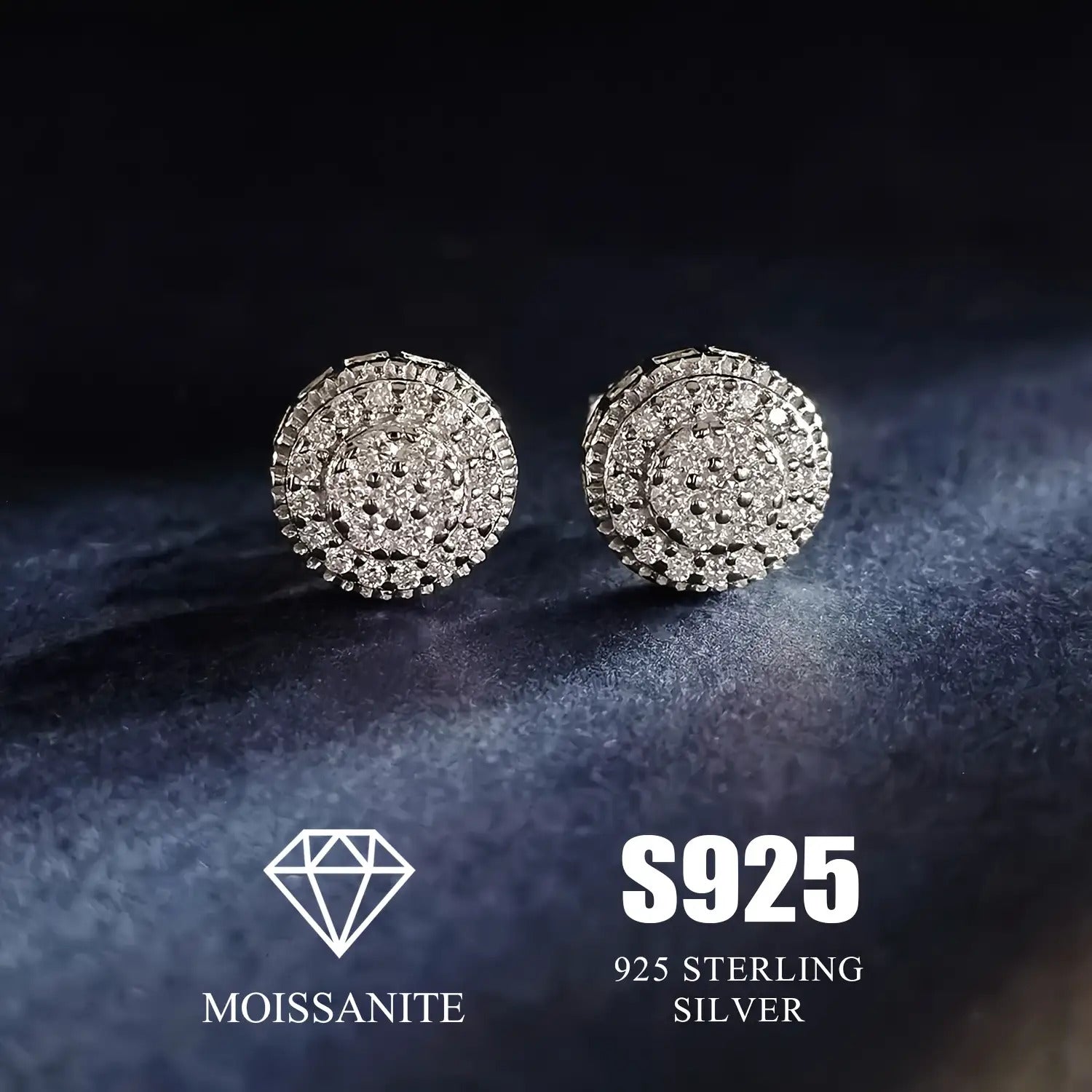 1 Pair 925 Sterling Silver Moissanite Round Full-Plate Earrings, 0.43ct, Minimalist Versatile Ear Studs with, Elegant Daily Wear& Gift Occasion Jewelry, Christmas Gift Jewelry, Luxurious Appearance, Durable Moissanite