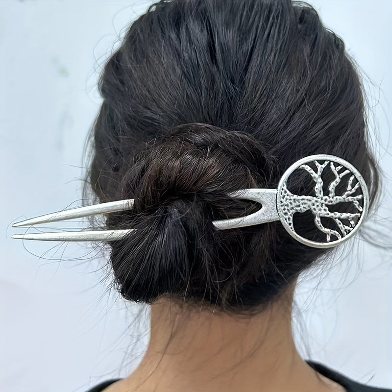 3pcs Vintage Viking Hairpins Tree of Life Hairpin Celtic Knot Crescent Hair Butterfly Heart Hairpin Amulet Spiritual Hair Additions for Women