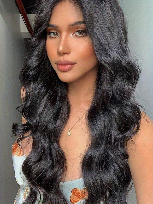 Clip In Hair Extensions 16 Clips 22 Inch 7pcs Set Black Long Natural Wave Hair Extension for Women Synthetic Hair Extensions Hairpieces