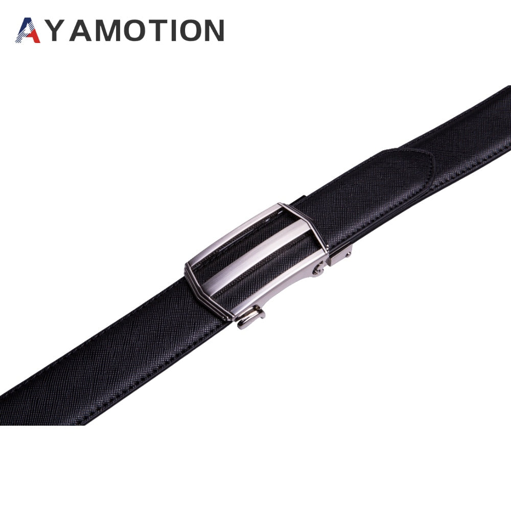 AYAMOTION Genuine Leather Belt Mens Ratchet Dress Belts With Adjustable Automatic Buckle back to school, for wedding,Ideal Gift for Dad, Husband, Boyfriend