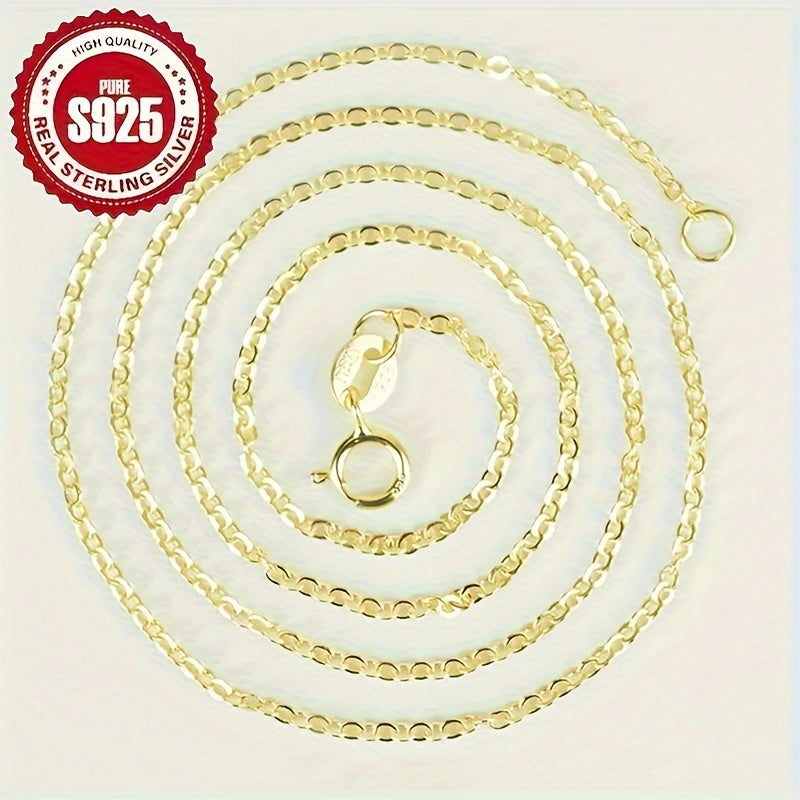 [Chain Necklace For Women] 18K Golden Plated 925 Sterling Silver Chain Necklace For Women 1.2Mm Cable Chain Necklace Thin And Dainty And Sturdy Women's Chain Necklaces 16/18/20/22/24 Inches