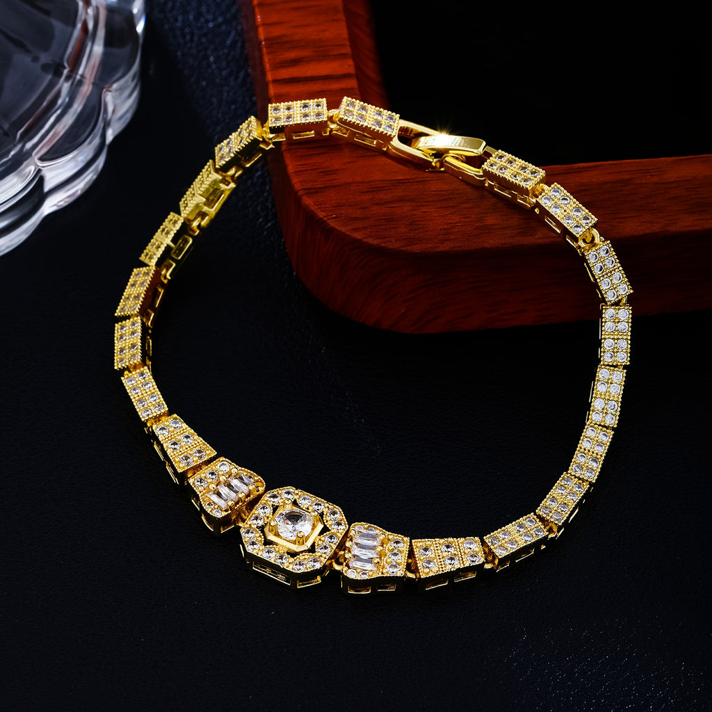 925 Sterling Silver Luxurious Synthetic Zirconia Bracelet, Gorgeous Jewelry, Women's Engagement Wedding Gift, Suitable for Daily Wear, Family Friends, Couples Vacation St. Patrick's Day Gift