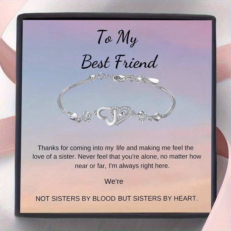 925A Boho Y2K-Style Titanium Steel Heart-Shaped Bracelet with Synthetic for Best Friends - An Casual Attire for All Seasons, Ideal for Christmas And Birthday Gifts(Only Bracelet, No Cardstock Gift Box)
