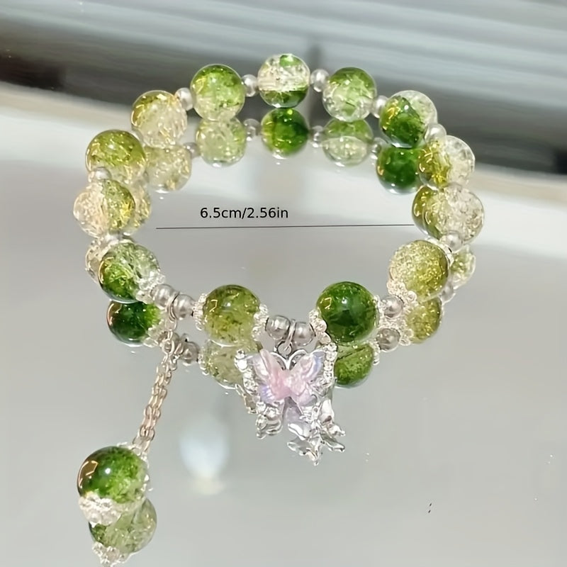 47pcs Bohemian Glass Bead Stretch Bracelets Set - with Star Floral & Butterfly Heart Pendant, Perfect for Daily Wear Casual Attire Party Jewelry Holiday Gifts