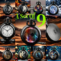 Set of 9 Round Medium-Sized Classic Pocket Watches, Perfect Gifts for Family And Friends for Birthdays, Halloween, Christmas, And New Year