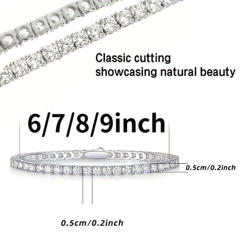 Tennis Bracelet, Lab Grown Women'S Tennis Bracelet, White 925 Silver Plated, Men'S Round Cut Bracelet, Jewelry Gifts