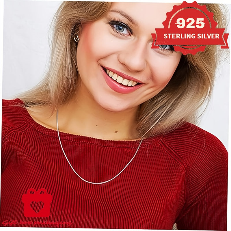 1mm Handmade Necklace, 925 Sterling Silvery Fashion Round Snake Chain Necklace, Unisex, Available In Sizes, Mother's Day, Daily Gift for Him/Her/Girlfriend, Comes In A Beautiful Gift Box, TotalWeight Of The Product(Silvery Gram Weight 6.24g)