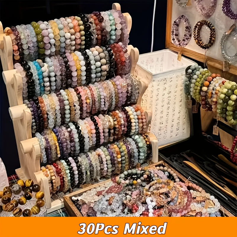 Bohemian Handmade Glass Bead Bracelet Set, Cracked Bead Bracelet Series, 30pcs, For Women, Suitable For Vacations And Daily Parties Occasion, Random Gifts For Family And Friends