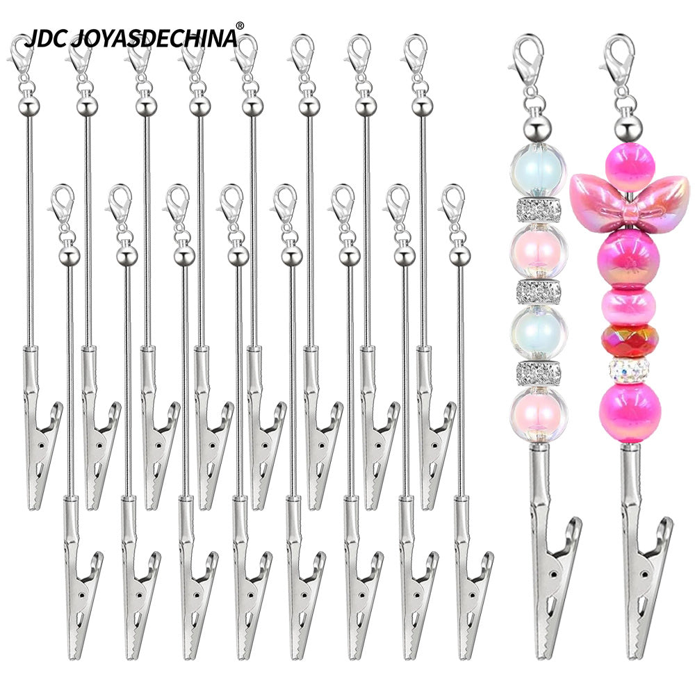 8/16pcs Beaded Business Card Holder Keychain Multi-Function Blank Alligator Clip for Business Cards, Photos, Notes And Messages - Office Essentials