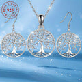 [Christmas Birthday Gift] 3pcs 925 Silver Shining Fashion Personality Simplicity New Creativity Tree Earrings Necklace Party Commemorative Jewelry Exquisite Christmas Birthday Gift