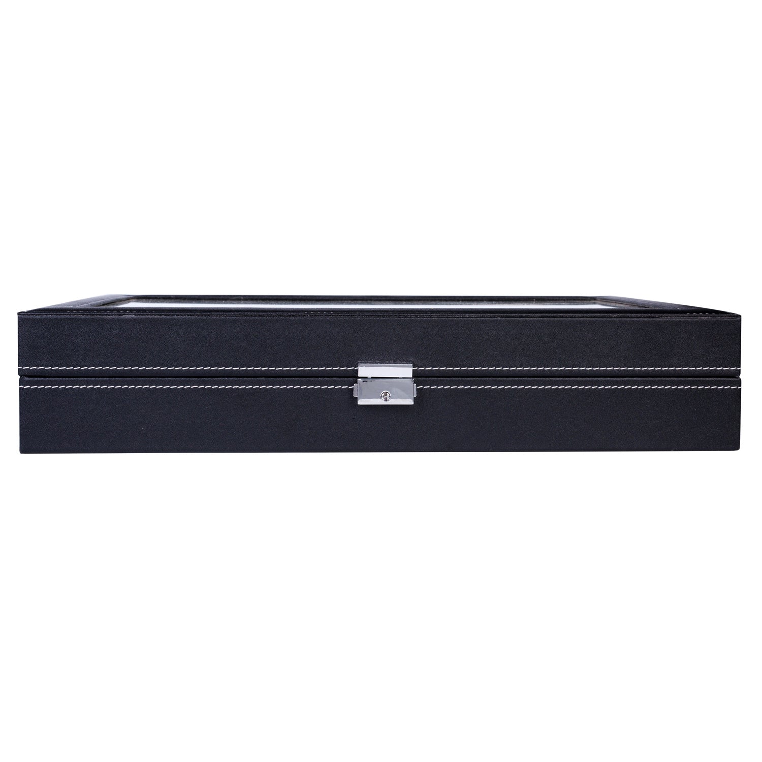 24 Compartments Top-level Opening Style Leather Watch Collection Box Black