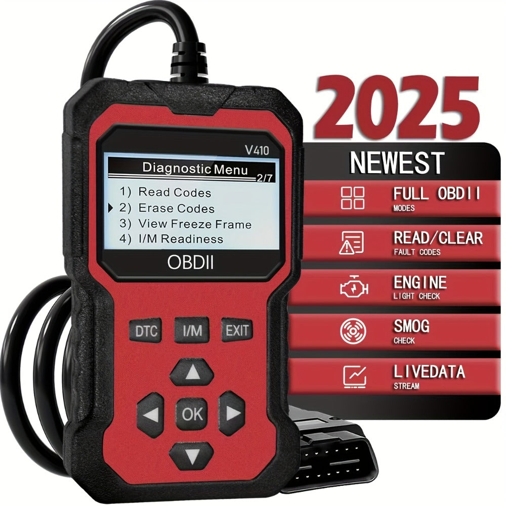 Advanced OBD II Scanner for Car Engine Fault Codes - CAN Diagnostic Tool with Freeze Frame & I/M Monitor, 9 Protocols, 6 Languages, Direct OBDII Connection, Compatible with 1996+ US/EU/Asian Vehicles, Vehicle Maintenance, Ergonomic Design, Easytouse Butto