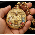 1776-2026 USA 250th Anniversary Pocket Watch - Retro Winding Watch with Bald Eagle & Statue of Liberty, Suitable for History Buffs, Gift for 250 Years of Commemorative Timepiece
