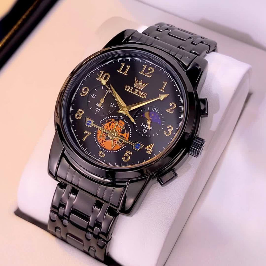 [Men's Luxury Watch] OLEVS Watches for Men Easy to Read Dress Classic with Calendar Business Dress Luxury Big Face Men Black Watch Waterproof Luminous Mens Wrist Watch Stainless Steel Watch Relojes De Hombre Blue/Black/White/Golden Dial