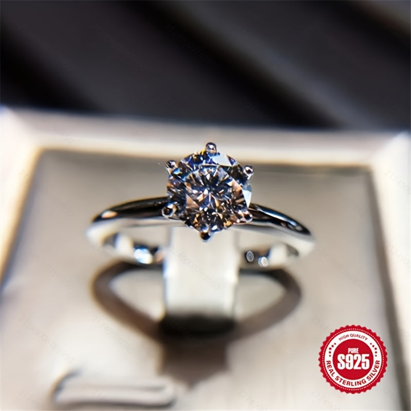 1 Exquisite 925 Sterling Silver 2-carat Ring - Timeless Design, Durable, Hypoallergenic, Comfortable, Perfect For Daily Wear - Ideal Birthday, Anniversary, New Year, Halloween, Christmas Gift, Comes With A Gift Bag