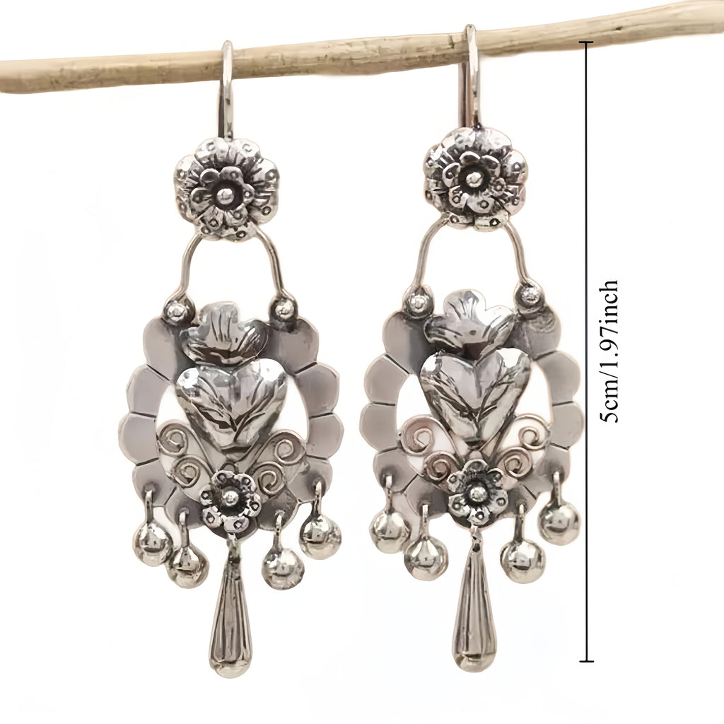 2pcs S925 Sterling Silver Fashionable And Unique Retro Trendy Design Bohemian Style Earrings, Ethnic Bohemian Earrings, Valentine'S Day And New Year Additions for 2025, The Perfect Gift for Family And Friends