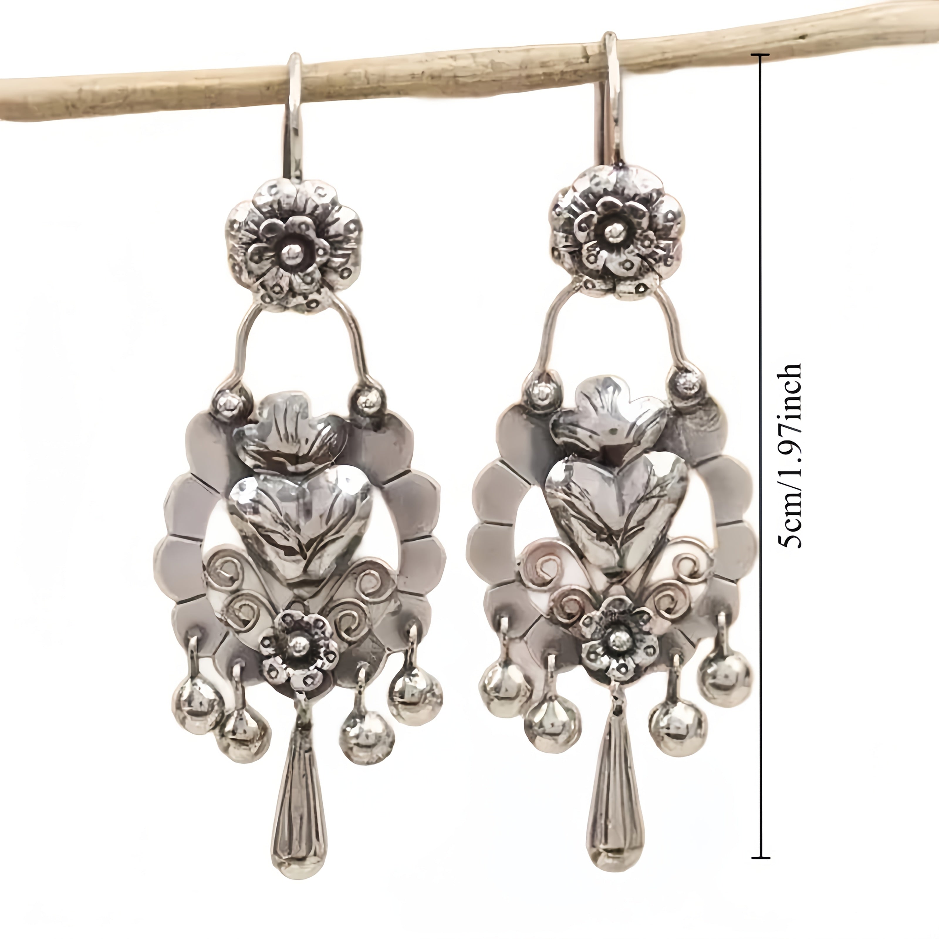 2pcs S925 Sterling Silver Fashionable And Unique Retro Trendy Design Bohemian Style Earrings, Ethnic Bohemian Earrings, Valentine'S Day And New Year Additions for 2025, The Perfect Gift for Family And Friends
