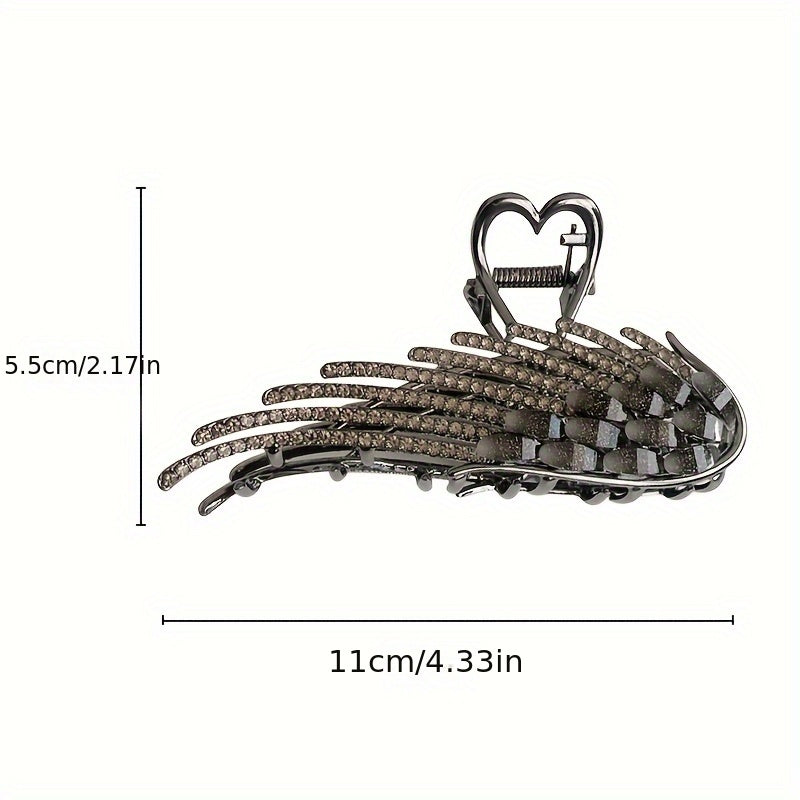 2pcs set of new French-style exquisite black and white angel wing design rhinestone sparkling hair clips for everyday parties and outdoor decoration. Suitable for s and women to wear on a daily basis, on vacation, or at parties. An ideal choic