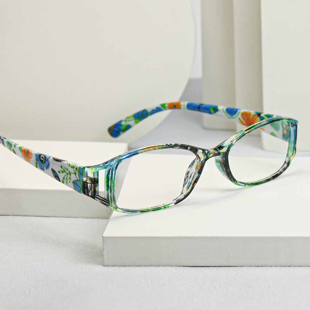 9-Pack Fashion Floral Glasses With Classic Color Square Frame Hollow Design, Unisex Glasses Comfortable Wide Temple Trendy Multi-Pack Glasses