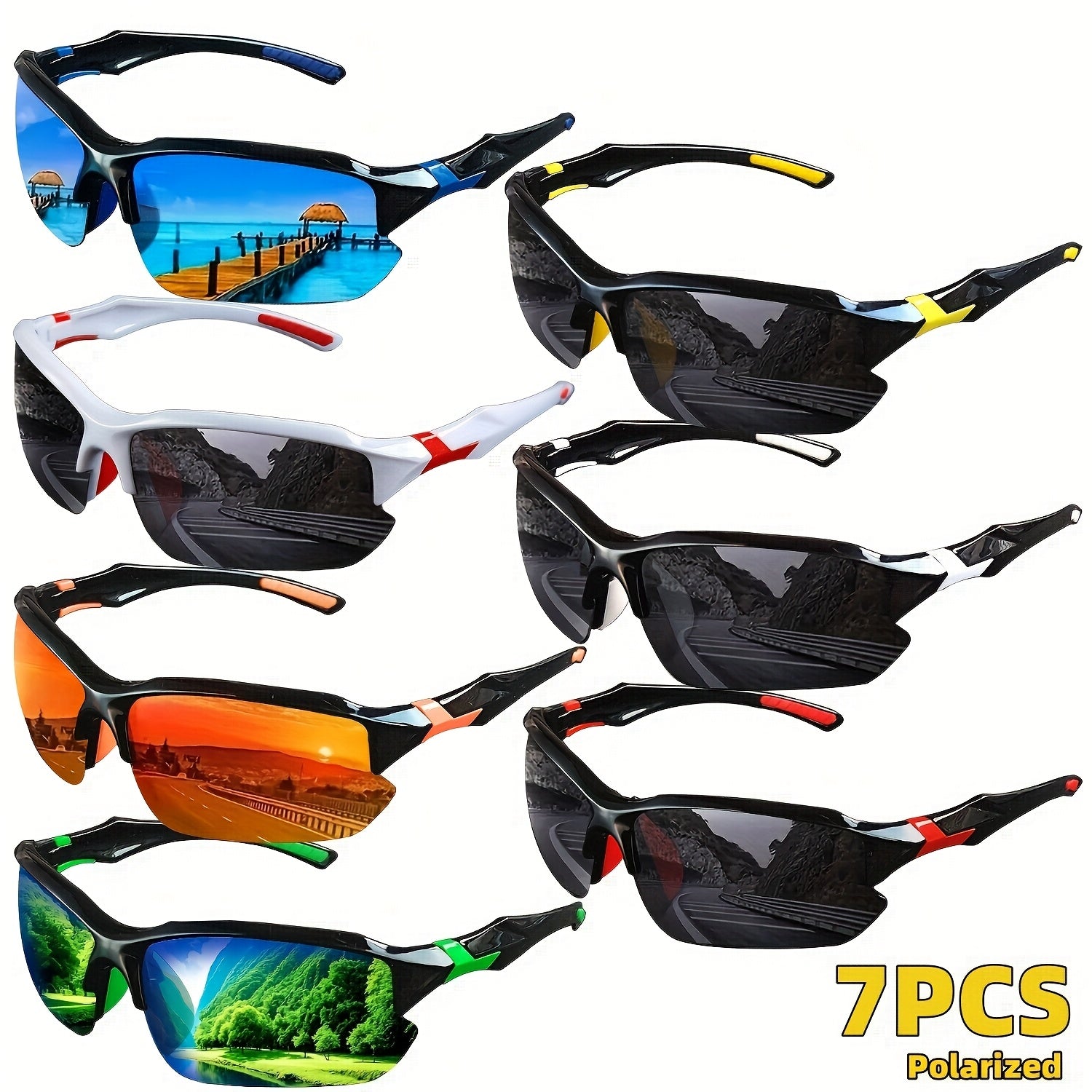 7 Pairs of Stylish And Handsome Square Frame Glasses, Trendy Style