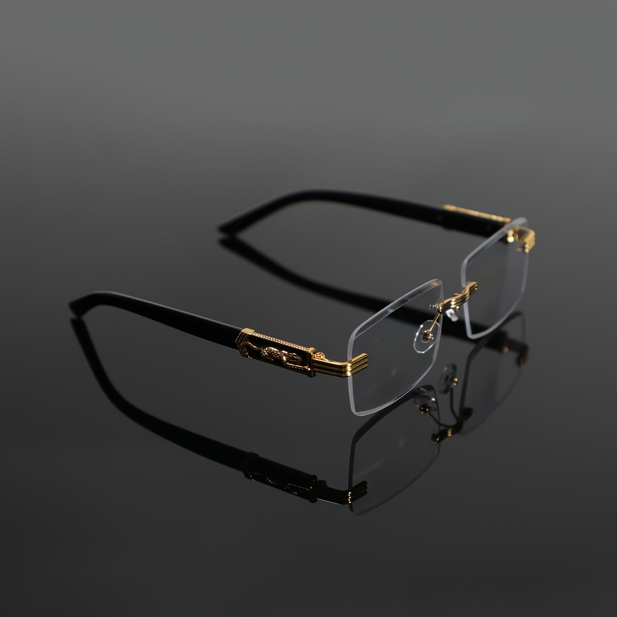 1 Pair Men's Metal Rimless Retro Anti Blue Light Classic Simple Business Flat Fashion Glasses