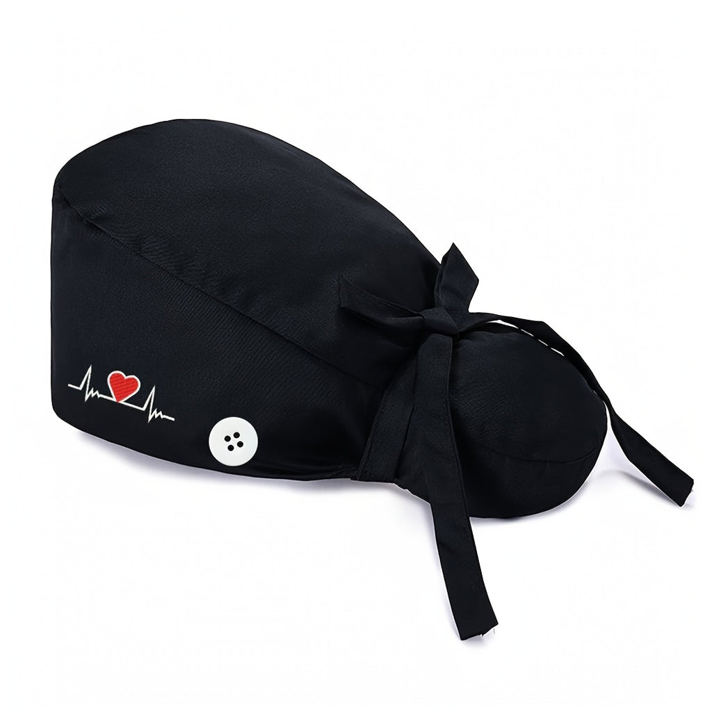 6pcs Adjustable Scrub Caps for Women - Professional Nursing Working Hat with Heart, Lightweight And Breathable, Ponytail Holder, Ideal for Nurses & Doctors