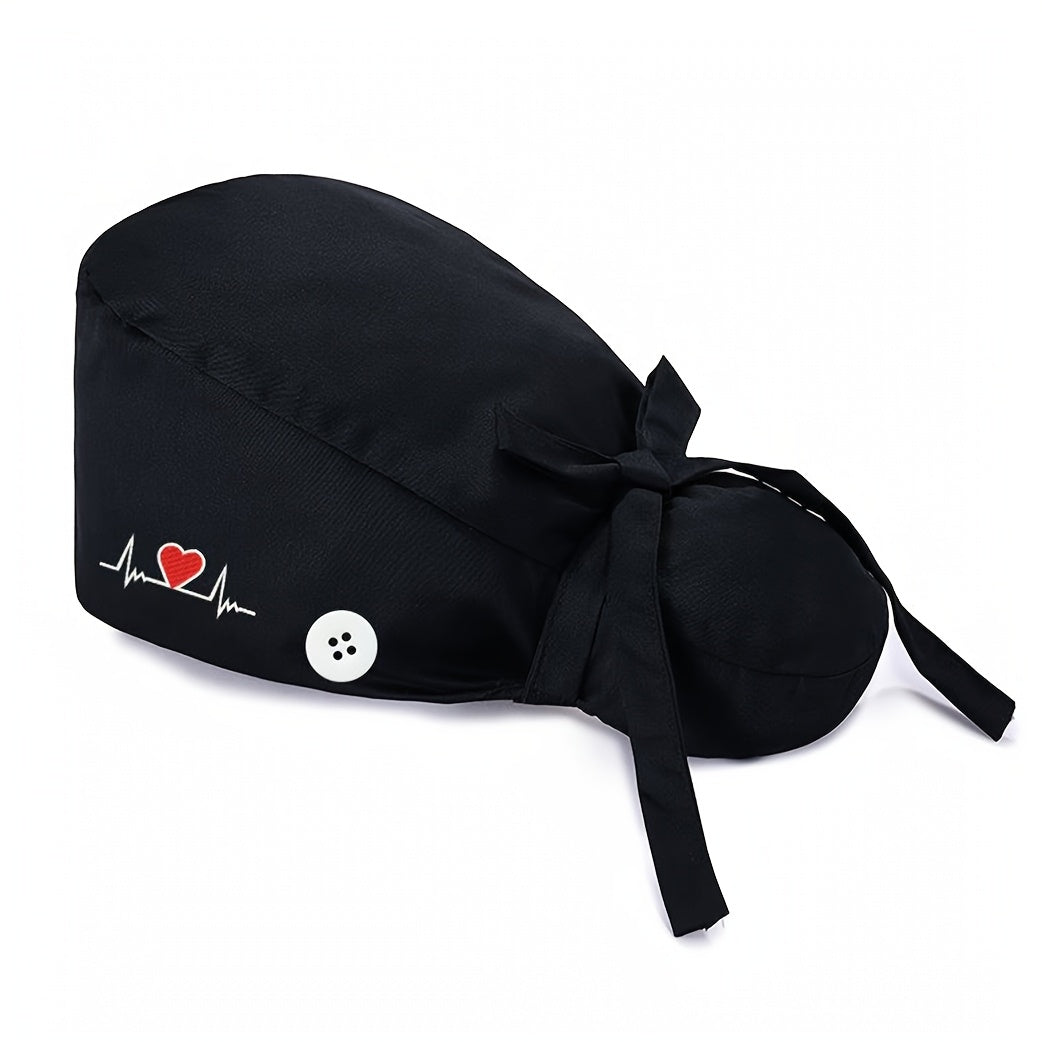 6pcs Adjustable Scrub Caps for Women - Professional Nursing Working Hat with Heart, Lightweight And Breathable, Ponytail Holder, Ideal for Nurses & Doctors