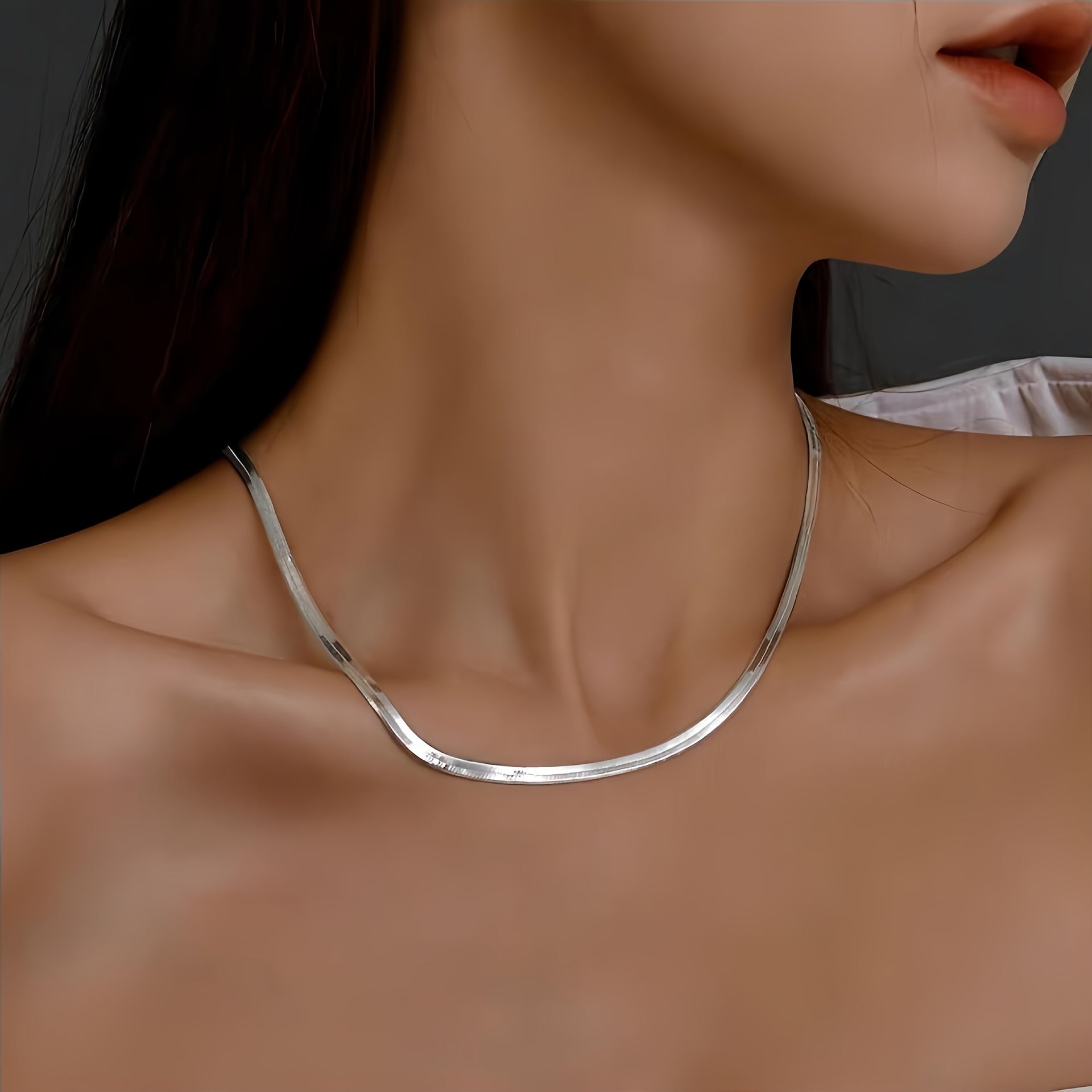 S925 925 Silver Flat Snake Bone Chain, Artistic Necklace, Can Be Worn Alone, Overlapped, Mixed And In Various Other Styles. Suitable For Both Men And Women, It Is A Jewelry Gift, There Are Gift Bags.