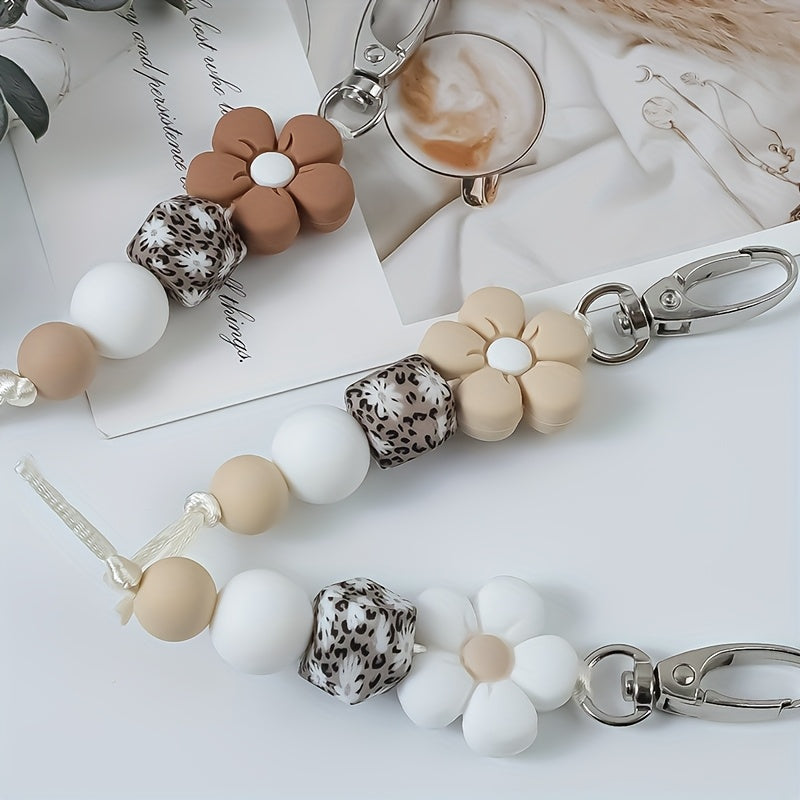Set of 3 Flower Bead Mini Keychains, Adorable Keychain, Perfect for Holiday Gifts