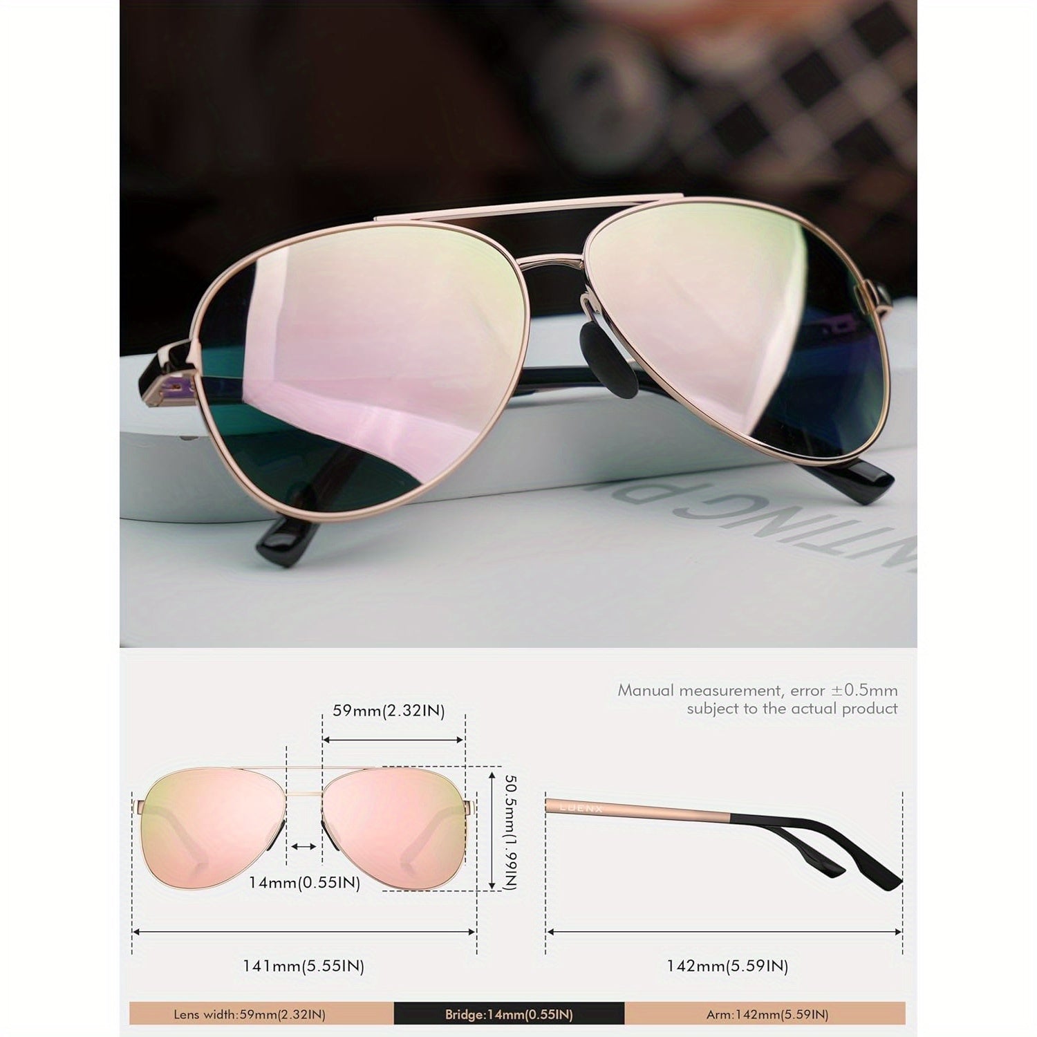 Men Women Polarized Sunglasses, Stylish Shades 59 MM, Driving, Outdoor Activities