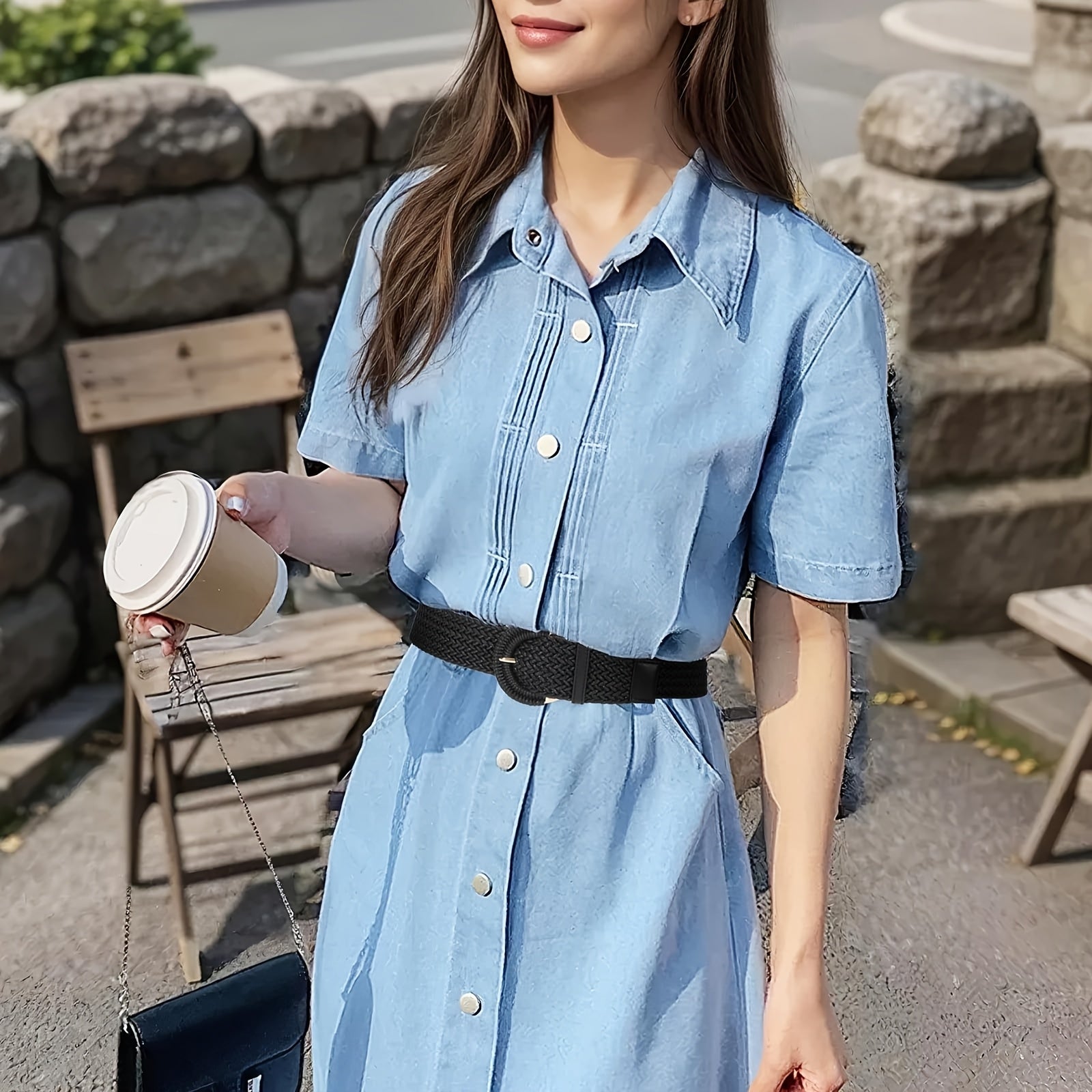 Women'S Braided Rattan Wide Belt Waist Belt with Half-Circle Buckle for Summer Dress Jeans Pants