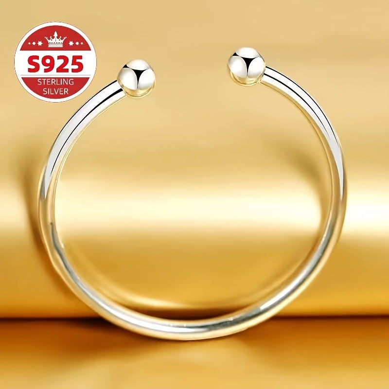 [Valentine's Day Mother's Day] 2pcs S925 Sterling Silver Open Round Pearlescent Garlic Fashion Easy Bracelet, Suitable for Daily Wear And Gifts, Women's Jewelry Valentine's Day Carnival Mother's Day Perfect Gift for Friends