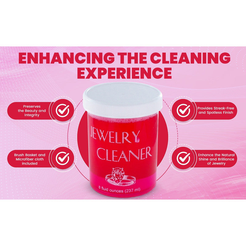 JSP Jewelry Cleaner 8 fl oz – Gold, Silver & Platinum Dip with Brush & Cloth – Fast Acting