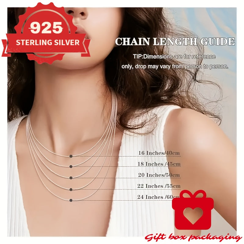 925 Sterling Silver Snake Bone Necklace, Handmade, Suitable For Men And Women, Gift For Her/mom/girlfriend, Christmas, Valentine'S Day, Birthday, Gift Box Packaging, Buy Three Get One Free, Total Weight Of The Product(Silvery Gram Weight 6.25g)