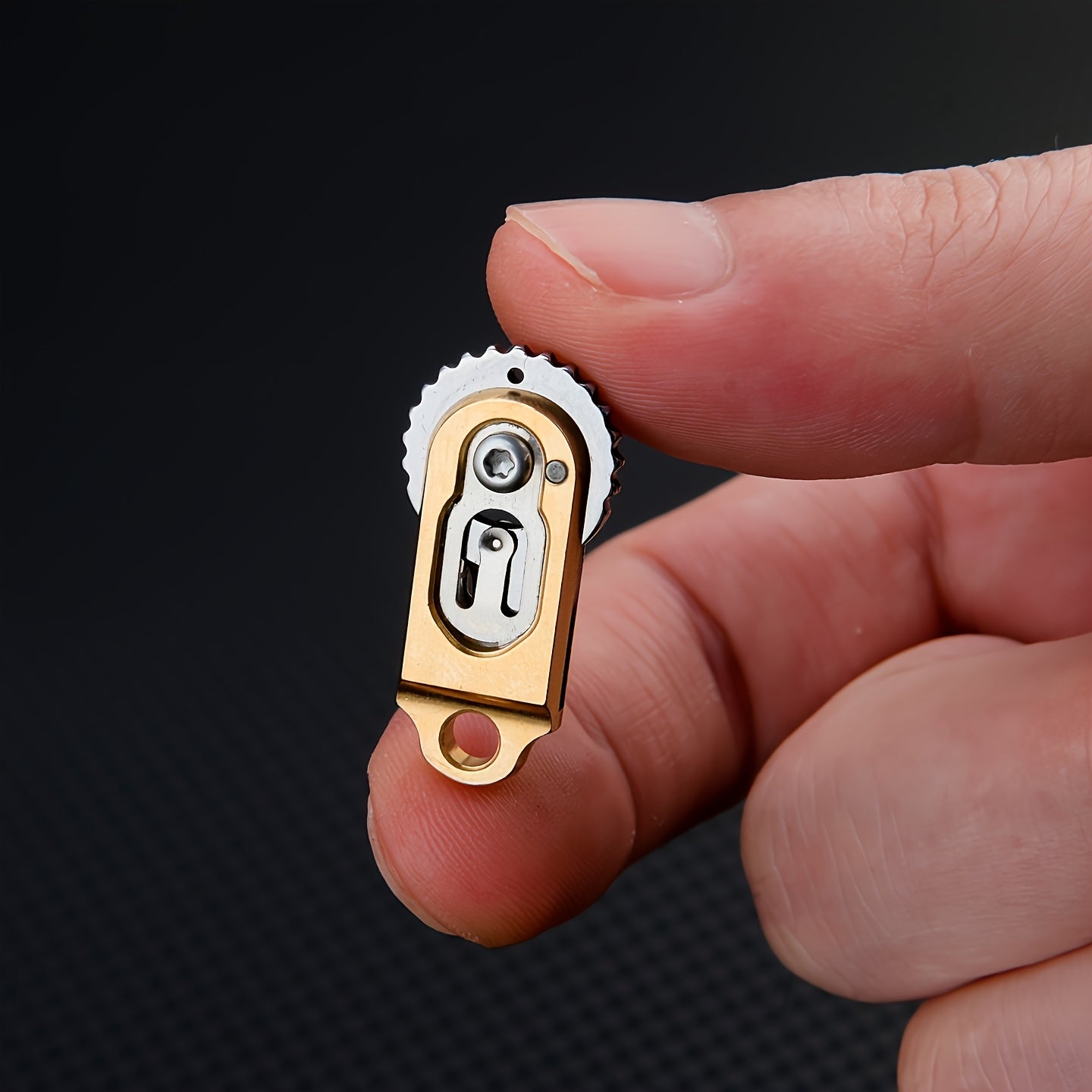 Brass Mini Keychain - Foldable Thumb Stud Design with Drop Point Blade & V-Grind Edge, Anti-Stain Compact Pocket Tool for Outdoor Camping, Hiking, Everyday Carry, Camping Additions, Durable Construction, Utility Blade, Hikers And Campers