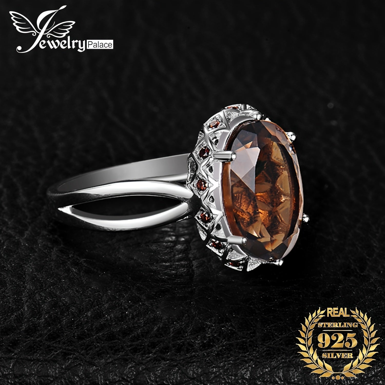 1pc 925 Sterling Silver Elegant And Luxury Exquisite Oval Cut Huge Natural Smoky Quartz Silver Ring for Women for Prom Party Banquet for Dating Gift Fine Jewelry