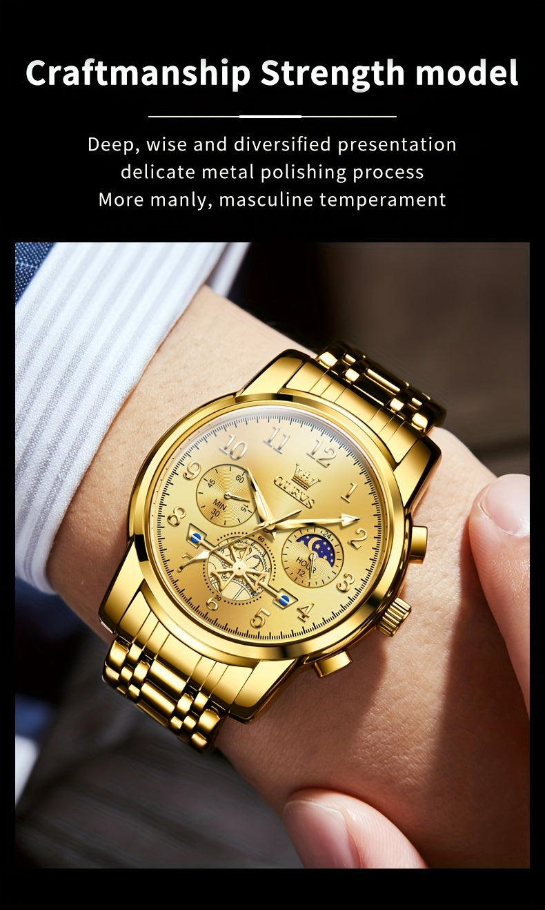 [Men's Luxury Watch] OLEVS Watches for Men Easy to Read Dress Classic with Calendar Business Dress Luxury Big Face Men Black Watch Waterproof Luminous Mens Wrist Watch Stainless Steel Watch Relojes De Hombre Blue/Black/White/Golden Dial