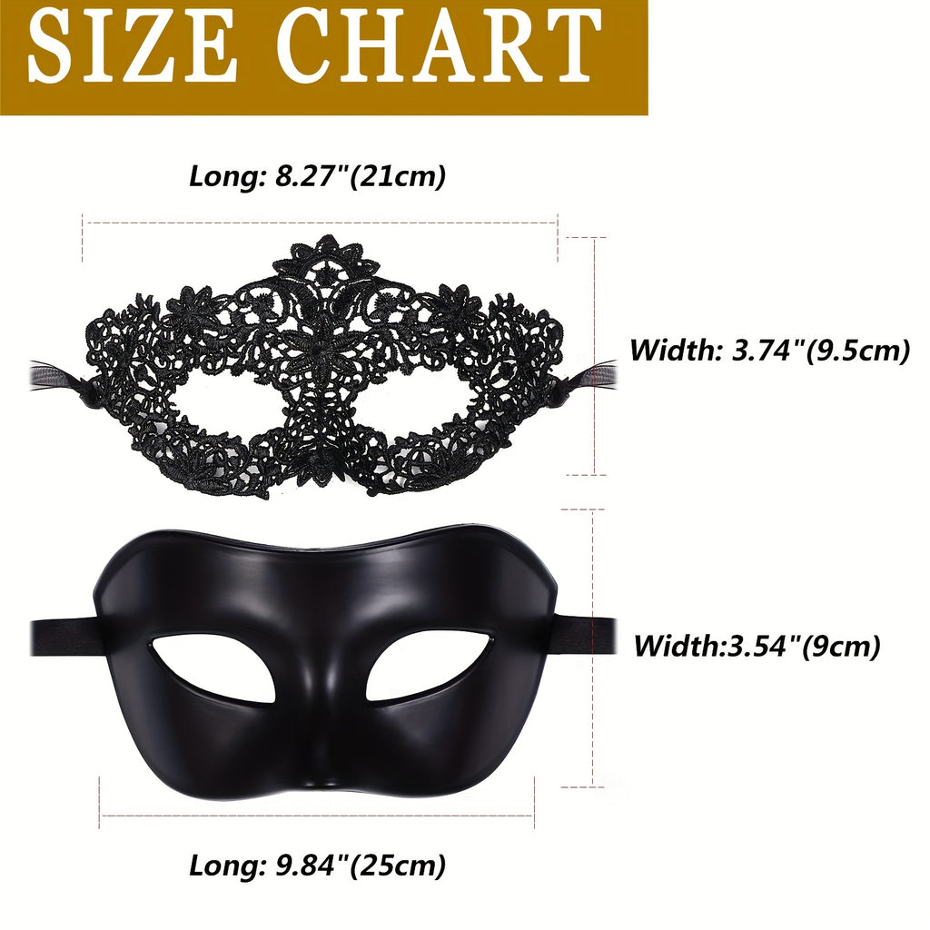 Flongo Couple 2pcs Masquerade Masks Venetian Costume Ball Cosplay Party Mask for Halloween