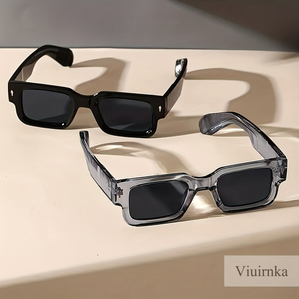 2-Pack Chunky Square Retro Fashion Glasses | Bold Frame for Nightlife Events