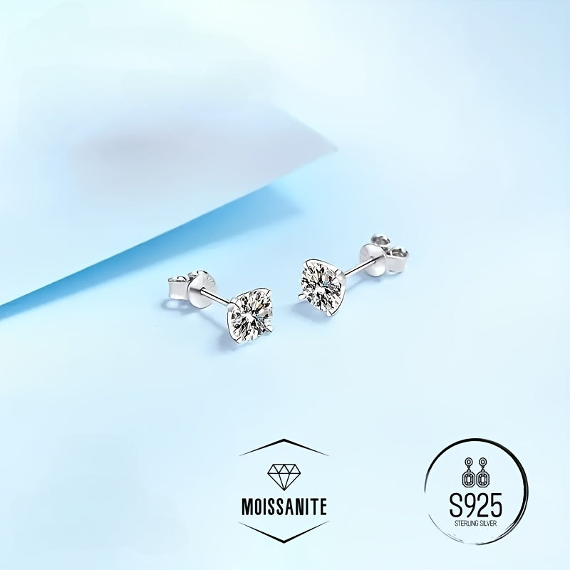 Elegant Moissanite Earrings For, Women, Men, 0.5/1/2Ct D Color VVS1 Clarity Brilliant Round Cut Moissanite, with S925 Sterling Silver 1.0/1.2/1.8G, Hand-Made Top-Tier Quality, Ideal Gifts for Wedding, Birthday, Mother, Daughter