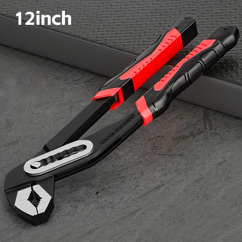 One multifunctional water pump clamp with adjustable heavy-duty wrench, 8 inches 10 inches 12 inches large opening quick adjustment tool, used for pipeline and bathroom construction, car maintenance, suitable for use in four seasons.