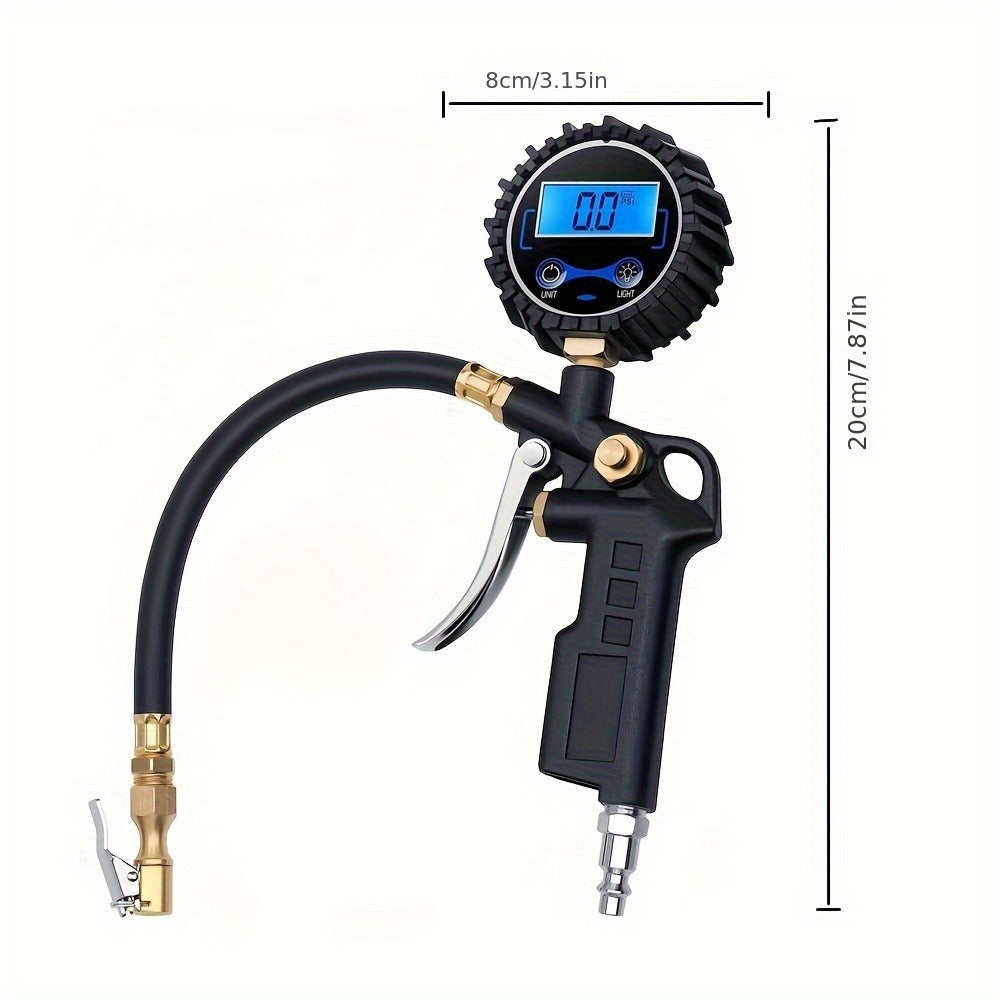 Digital Tire Inflator with Pressure Gauge, 200 PSI, with 3 pcs Connector
