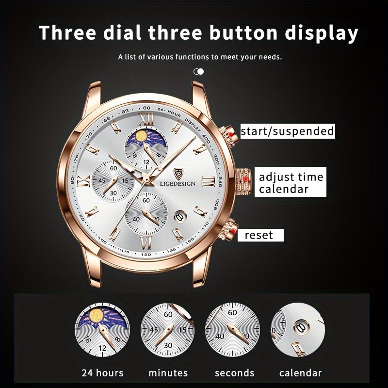 Sport Waterproof Men'S Quartz Watches, Chronograph Luminous Calendar Student Watch, Halloween Gift For Women And Men