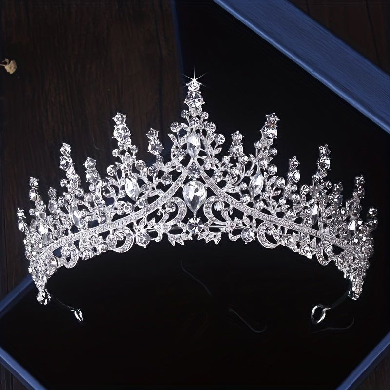 High end Luxury Crown Necklace Earring Set Bride Wedding Dress Jewelry Wedding Necklace Wedding Jewelry High end Grand Dinner Banquet Birthday Crown Necklace Earring Set of Three
