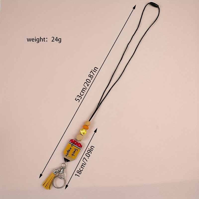 4pcs/set Apple Acrylic Neck Hanging Rope Keychain Work ID Badge Neck Hanging Rope Anti Lost Keychain Teacher'S Day Back To Graduation Season Gift