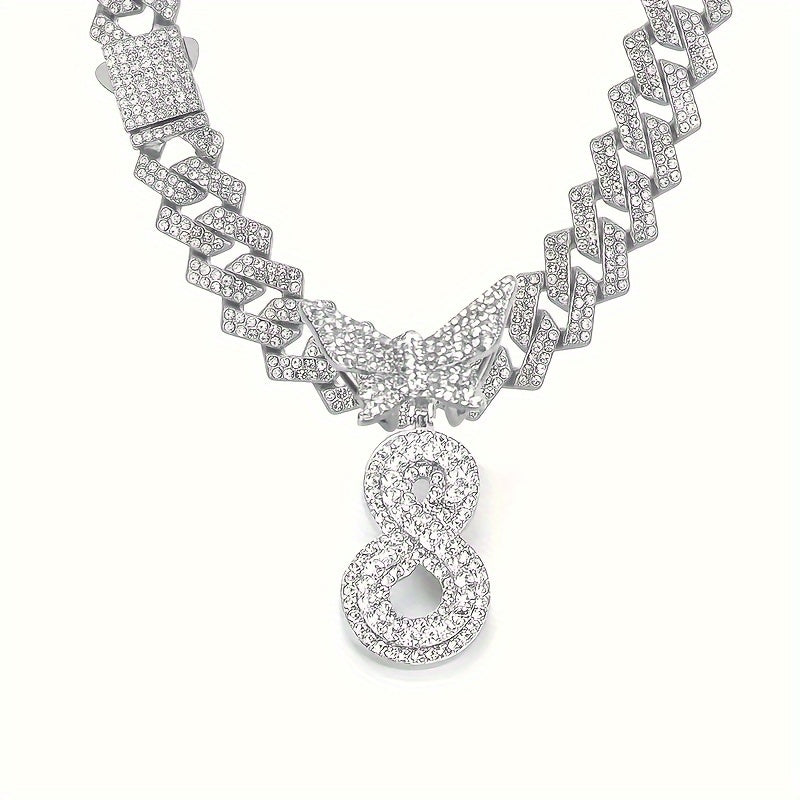 1pc Initial Letter Necklace for Men & Women - Cuban Link Chain with Butterfly Letter Pendant, - Alphabet, Suitable for Birthday/Father's Day/Mother's Day Gifts, Hip Hop Jewelry for,, Family