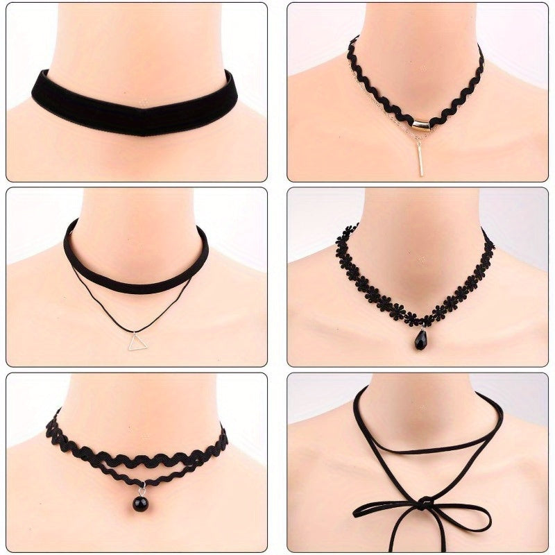 Black 20pcs Velvet Choker Necklace Tattoo Lace Gothic Classic Necklace Collar Clavicle Chain Necklace for Women Y2k Necklace Jewelry Gift